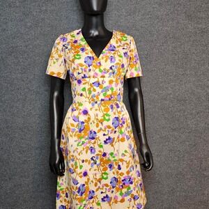 Vibrant Floral Vintage‎ Handmade Midi Dress